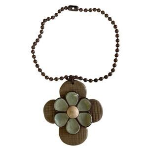 Sooki Sooki Brown Turquoise Western Rodeo Cross Flower Chunky Necklace